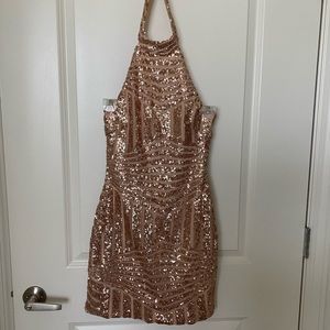 Rose gold sparkle mini dress